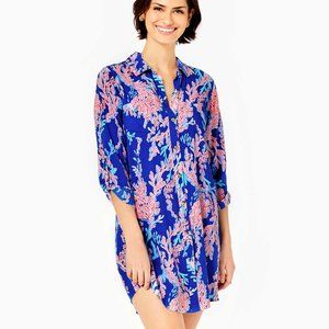 Lilly Pulitzer Natalie Shirtdress in Borealis Blue Swim On Over